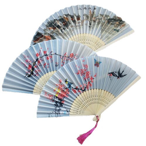 Ancient style folding fan student Chinese style small fan Japanese Hanfu dance fan portable silk fan female fan manufacturer wholesale