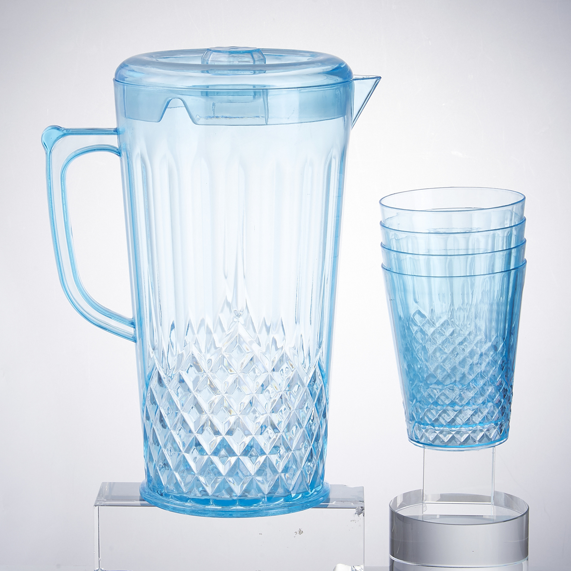 Botella de agua fría de plástico PS en verano tetera doméstica de gran capacidad refrigerador fresco abierto con tetera de agua fría resistente a altas temperaturas