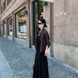 美式复古立领皮衣外套女2025秋季新款宽松气质百搭休闲洋气皮夹克