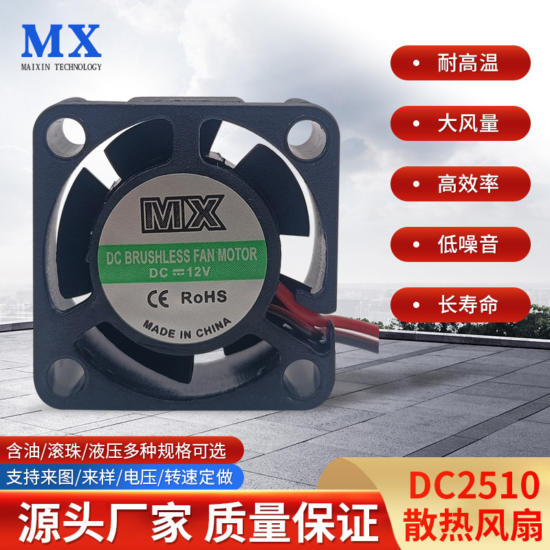 厂家供应 2510 滚珠直流风扇 2510含油风扇  车载风扇  2.5CM风扇