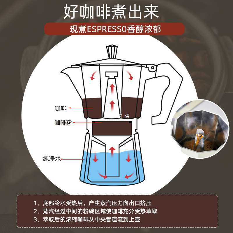 Wholesale Mocha Pot Household Italian Espresso Coffee Appliances suit Double Valve Extraction Pot Portable Outdoor Hand Coffee Making