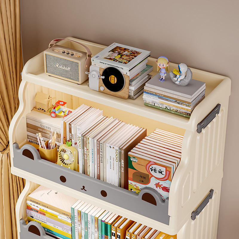 可動折りたたみ収納ラック学生プラスチック本棚収納キャビネット多機能漫画多層本収納ラック