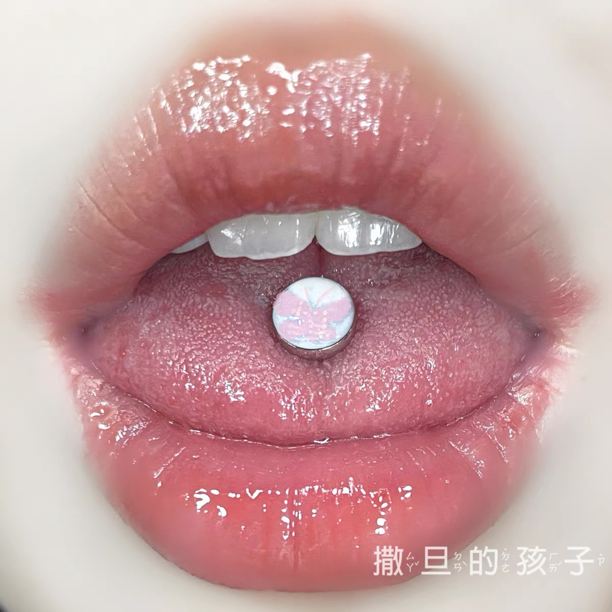Labret stud lip piercing jewelry styling detail
