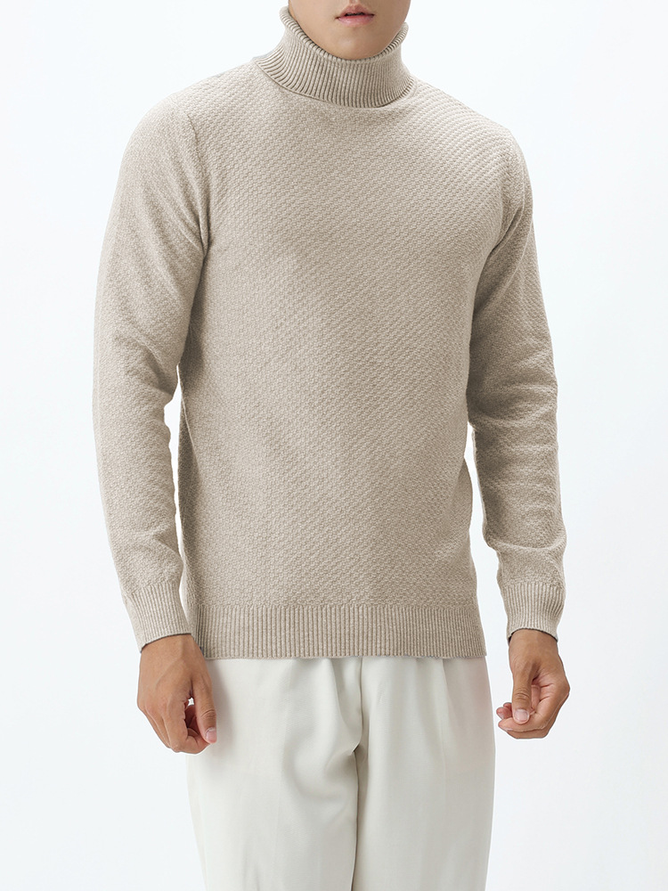 Otoño y invierno doble doble doble doble suéter de cuello alto casual simple delgado camiseta de punto de manga larga para hombre camiseta de lana cálida para hombre