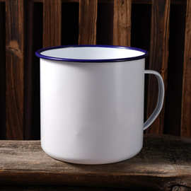 750ml搪瓷杯定制白色口杯中国风老干部水杯怀旧茶缸子加厚搪瓷杯