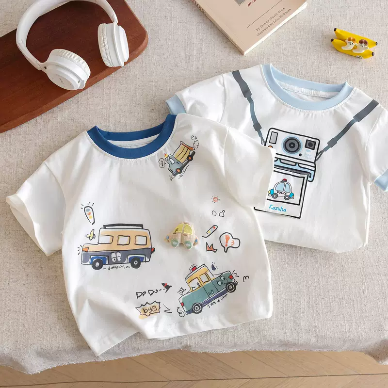 Boys' short-sleeve t-shirt, summer 2026 new stylish baby boy clothing, summer thin children's wear, children's top