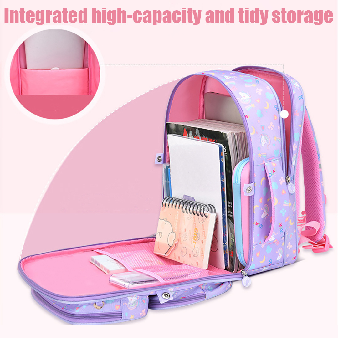 2023 nueva mochila para niñas estudiantes de primaria Grado uno, dos, tres a seis mochila ultraligera de protección de la columna vertebral con reducción de carga para niñas