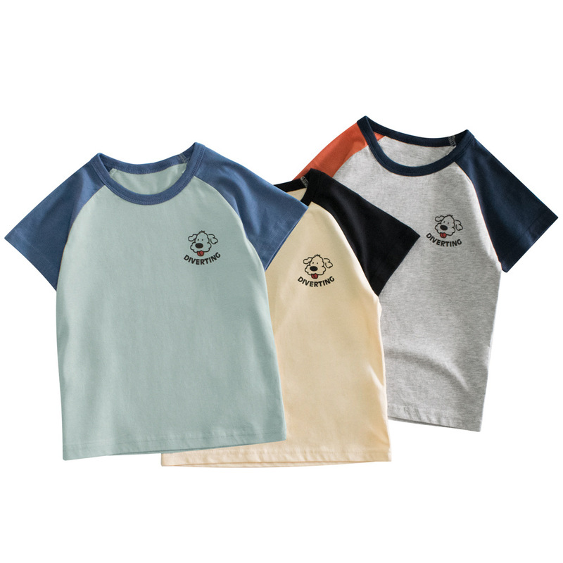 Korean version of children's clothing summer new children's short sleeve t-shirt baby clothes girls cartoon shoulder round neck jacket wholesale