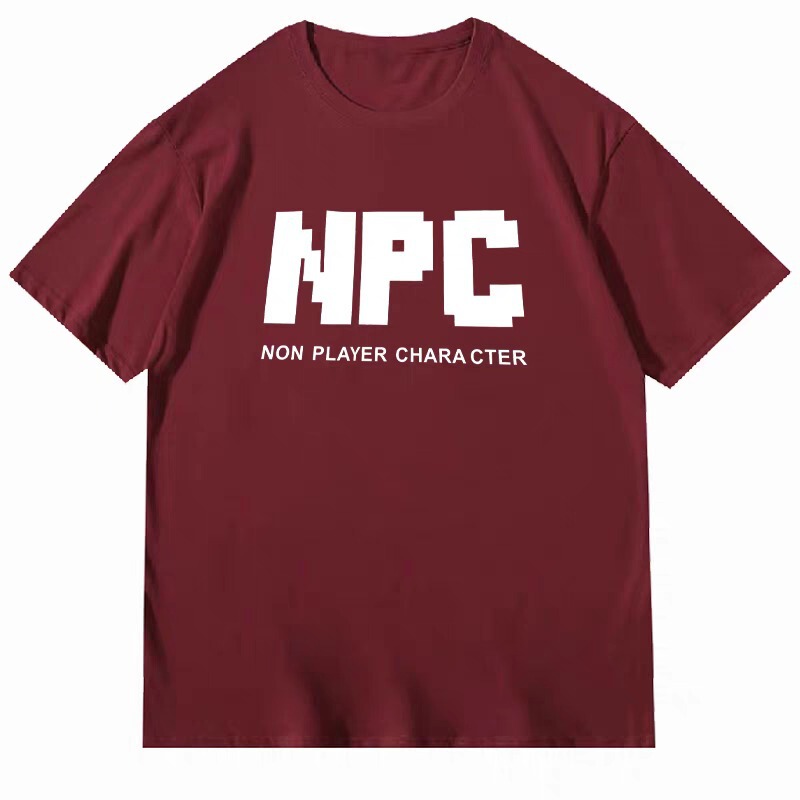 Pure Cotton 260g Creative Fun Game Npc T-Shirt for Boys, Five-Quarter Sleeve T-Shirt, Youth Short-Sleeve New Style