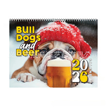 跨境爆款Bull Dogs and Beer 2026 Calendar斗牛犬啤酒2026年日历