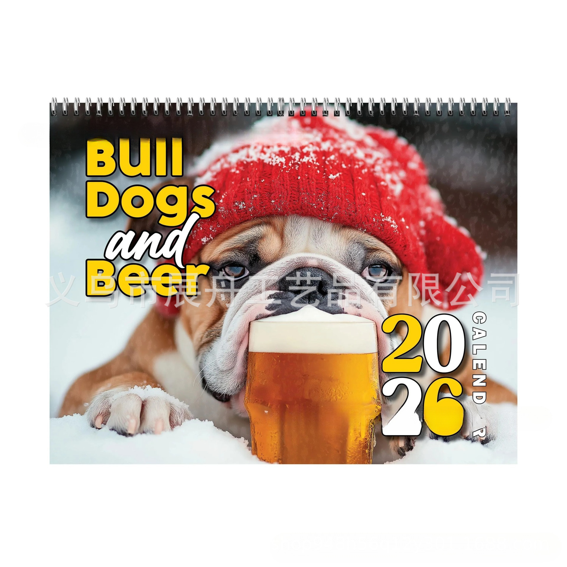 跨境爆款Bull Dogs and Beer 2026 Calendar斗牛犬啤酒2026年日历