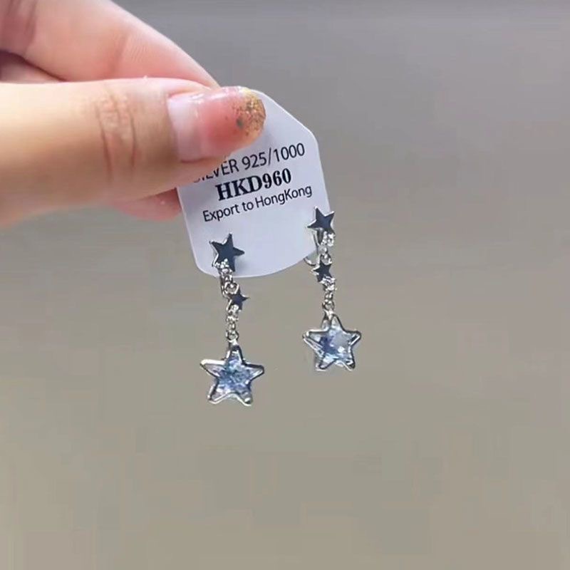 10g Weight Artificial Gemstones Inlay Material Drop Earrings Classification 1 Pair Quantity 1 Pair Casual Streetwear Pentagram Plating Inlay Alloy Artificial Gemstones Drop Earrings
