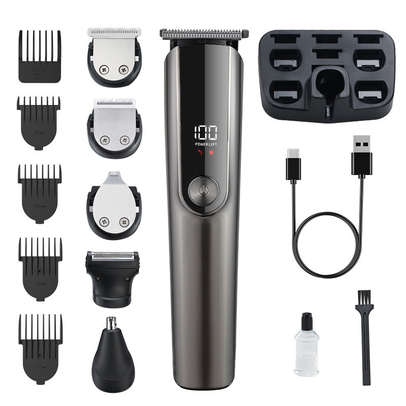 多機能オイルヘッド電気バリカン家庭用ヘアシェービングバリカンセットバリカン専用デジタルディスプレイ彫刻|undefined