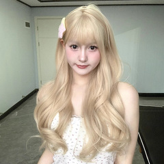 Cheng Ming wig female platinum internet celebrity simulated big wavy long curly hair 2023 autumn and winter fashion full headgear style