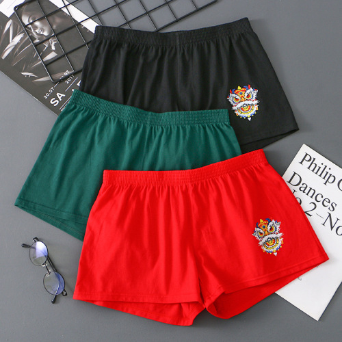 New Awakening Lion men's loose version pure cotton Arrow pants summer underwear lion breathable large size boxer shorts
