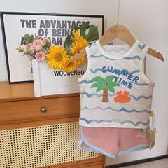 寶寶背心夏季兒童輕薄坎肩夏款男寶無袖上衣夏裝2024新款小童上衣
