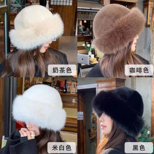 Winter New Thickened Warm Imitation Fur Straw Hat Women's Fisherman Hat High Textural Face Small Mongolian Hat Cross-border Supply
