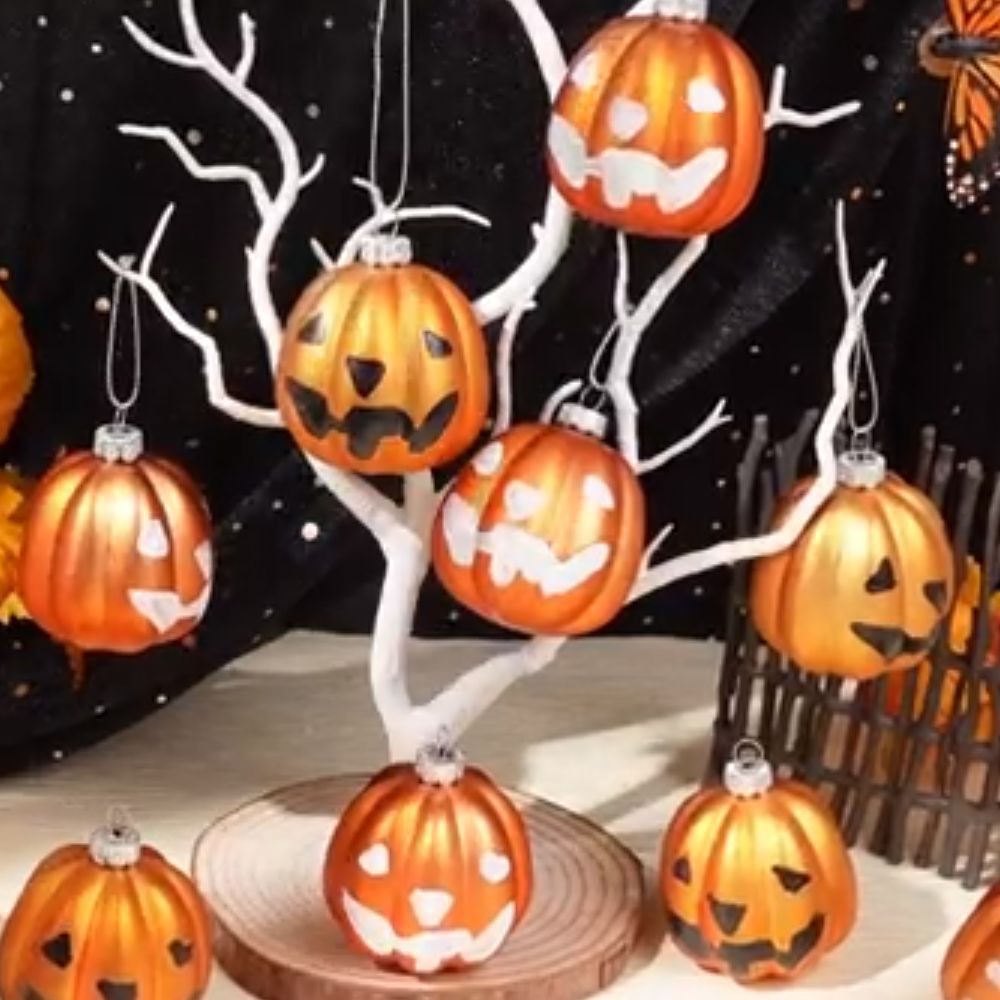 Spot transfronterizo 5cm cara sonriente calabaza piezas colgantes de plástico galvanizado decoraciones fantasmas