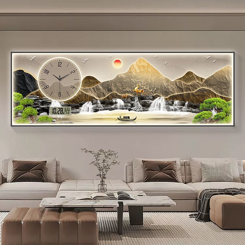 Liushui Shengcai sala de estar decoración pintura correa reloj calendario perpetuo reloj electrónico sofá fondo reloj de pared sala de té pintura iluminación