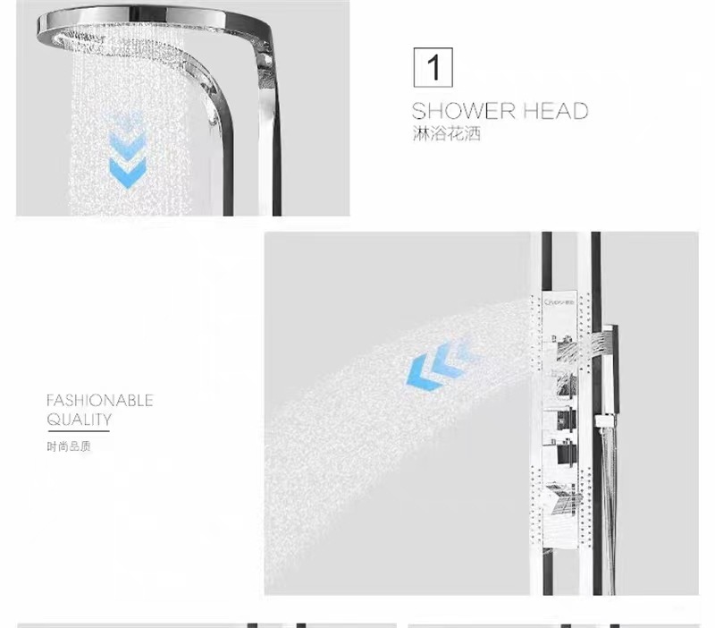 German bathroom high-end shower head set, household pure copper wall-mounted large waterfall rotating multi-functional pressurized shower set undefined