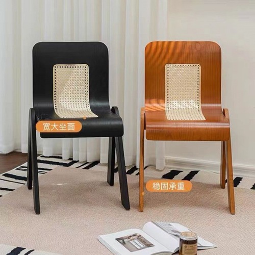 Medieval French retro chair rattan home solid wood back chair dining chair leisure chair bedroom creative designer
