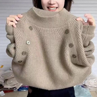 Thickened Warm Base Shirt Top Women's 2024 Autumn and Winter New Inner Crewneck Pullover All-match Knitted Sweater Long Sleeve