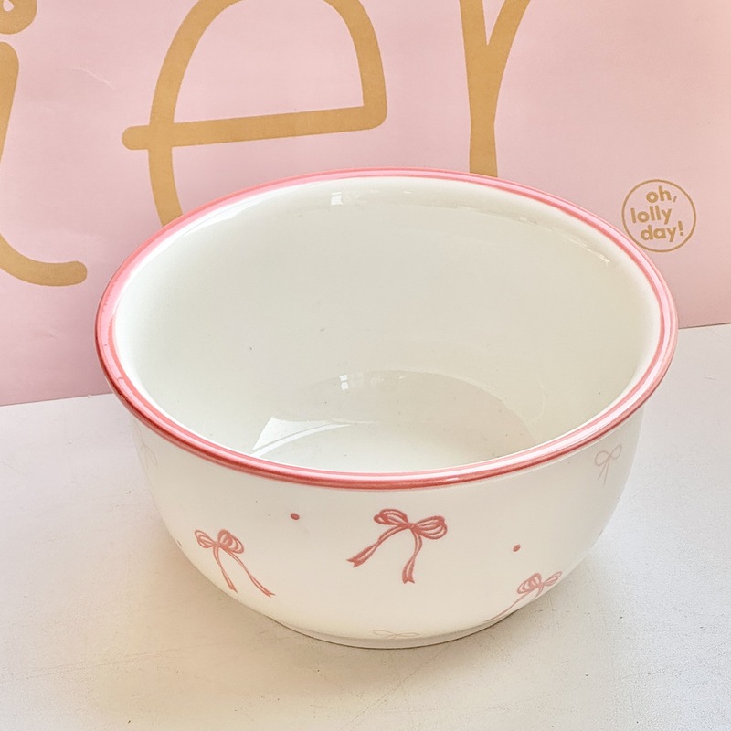 粉色ins风蝴蝶结陶瓷餐具套装面碗家用饭碗盘子釉下彩好看少女心|undefined
