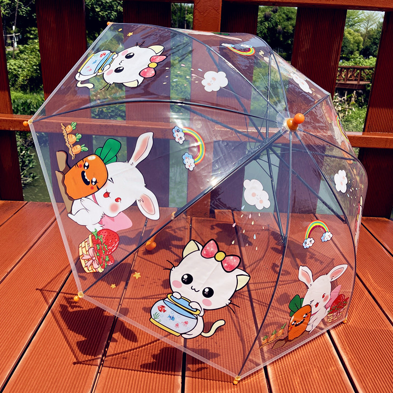 库洛米透明儿童雨伞新款公主小学生幼儿园耐用自动小孩雨伞塑料伞|undefined