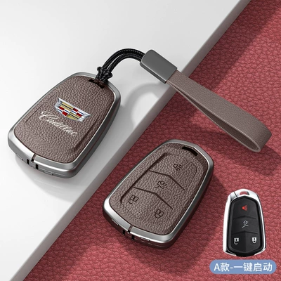 Ct5 Ct6 Atsl Xts — Car key bag - standard-type-a-one-click-start-mocha-brown-zinc-alloy-shell-hand-strap