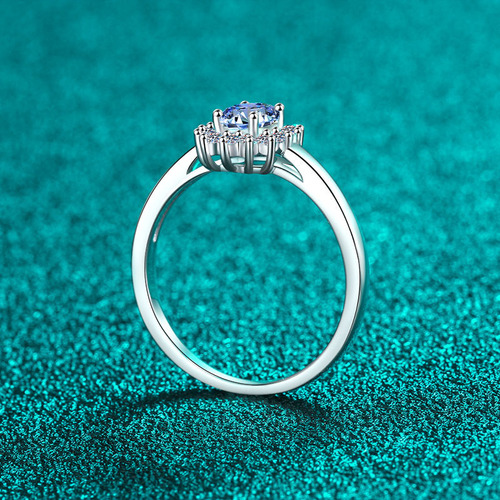 925 sterling silver ring for women sapphire blue dove egg moissanite ring plated with pt950 gold manufacturer direct wholesale
