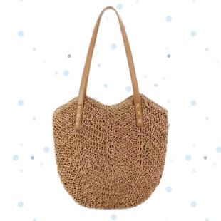 Hand-Woven One-Shoulder Underarm Phoenix Flower Portable Tote Paper Rope Straw Large-Capacity Vacation Beach Bag