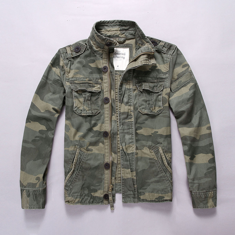 Cross-Border American Retro Fitted Casual Camouflage Men's Jacket with Zipper, Green Youth Jacket, in Stock, Casual and Versatile