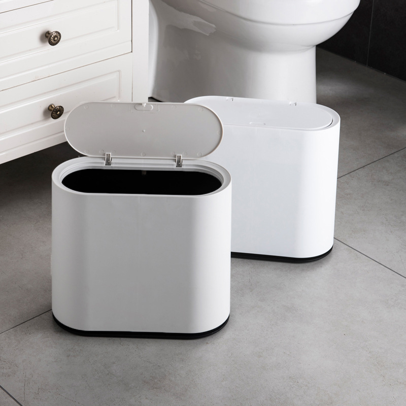 Bathroom Toilet Waterproof Gap Double-compartment Sorting Trash Waste Paper Basket Kitchen Toilet Multi-functional Bucket with Lid