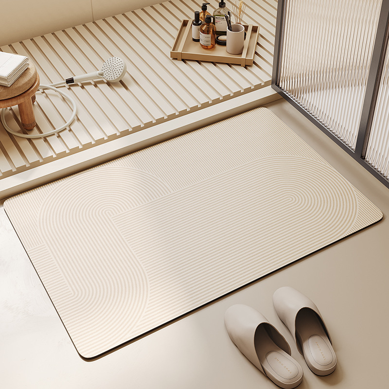 Minimalist Wabi-Sabi Style Diatomaceous Earth Mat for Bathroom Entrance, Water-Absorbent, Non-Slip, Quick-Drying Mat for Entryway
