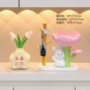 Tulip Rabbit Ornament + Light Luxury Storage Rack + Vase for the Future (Pink and White Tulips)