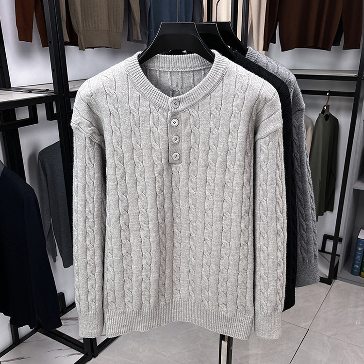 Amazon hombre nueva camiseta de punto de cuello redondo de manga larga otoño y invierno universal moda casual suéter