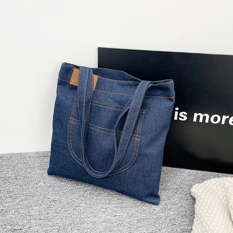 2025 nuevo bolso de hombro denim bolsa de compras de gran capacidad bolsa de ocio bolso escolar de estudiantes de arte simple
