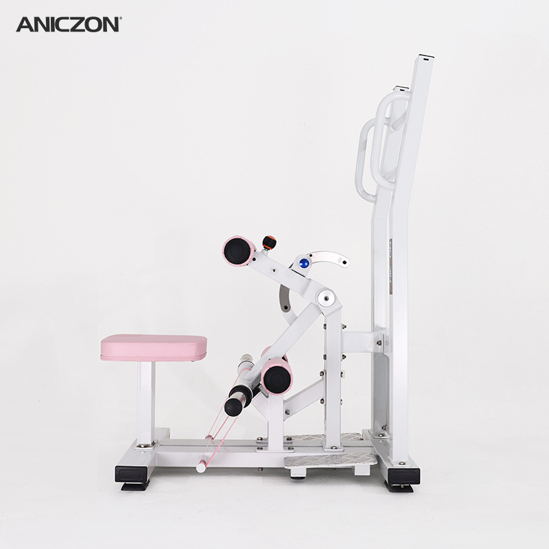 Empujador de cadera rosa blanco comercial, equipo de modelado femenino inverso multifuncional entrenador muscular de piernas y cadera