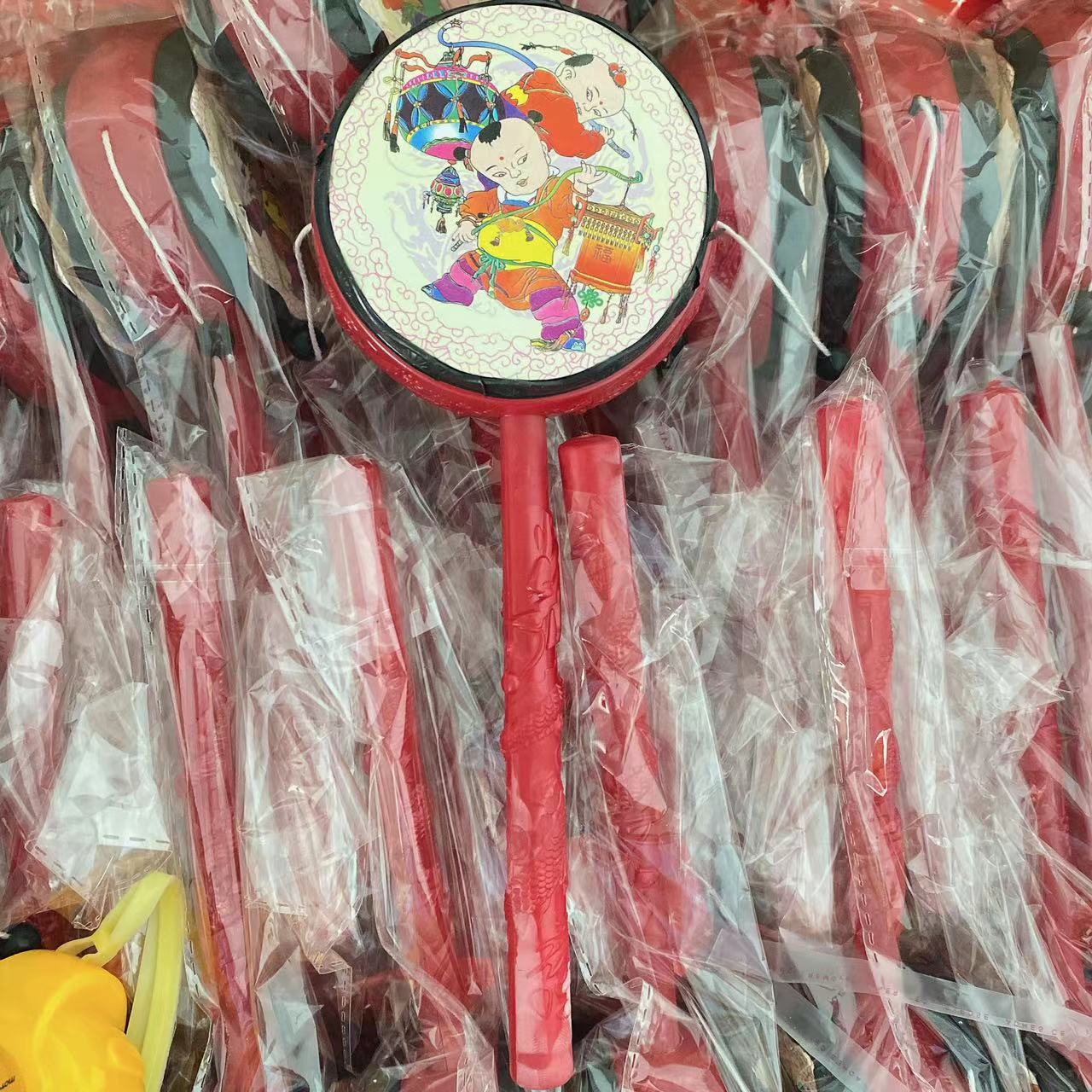 Juguete infantil seguro año auspicioso sonajero pequeño sonajero tambor de mano estilo chino clásico tradicional