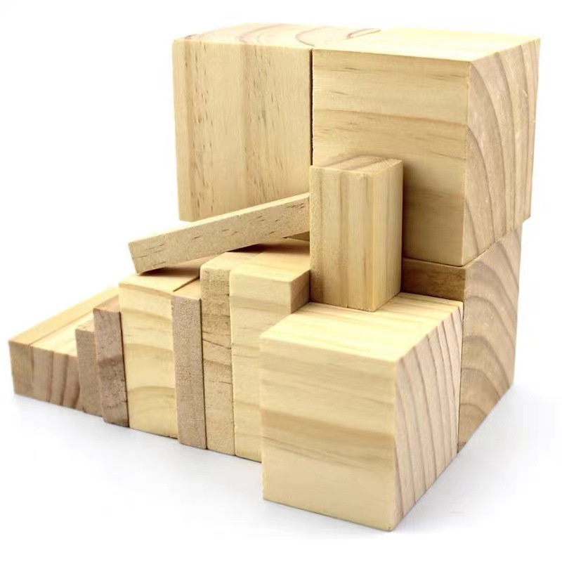 松木方正方形小木块长方形木头块diy实木方块雕刻