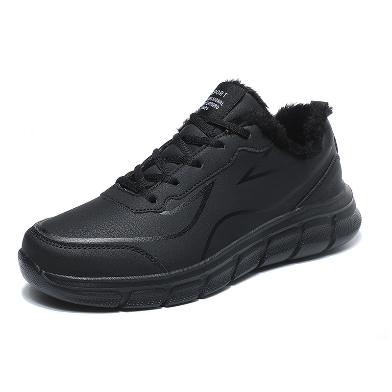Zapatos masculinos de gran tamaño en otoño, nuevos chefs cocinan para trabajar, fideos de cuero con terciopelo para mantener el calor, deportes, zapatos negros de moda papá