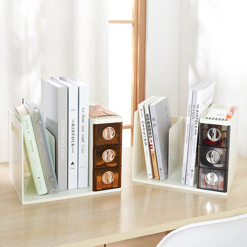 Simple bookshelf desktop bookshelf storage box light luxury fashion office student desktop books and stationery organization