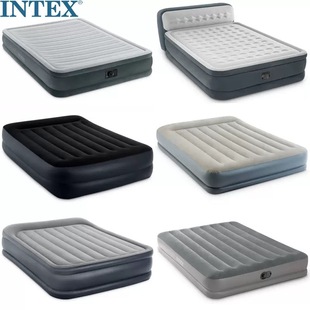Original Genuine Intex Backrest with Pillow Inflatable Mattress Double Double-Layer Air Bed Thickeneded and Built-In Electric Pump
