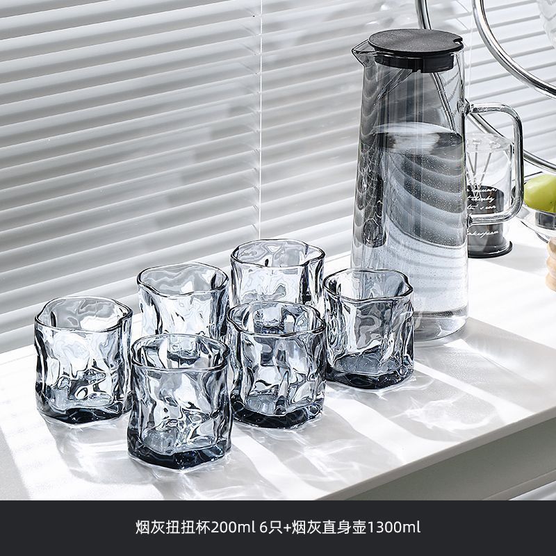 北欧高级玻璃水杯家用水壶整套耐高温喝水茶杯客厅待客杯子套装|undefined