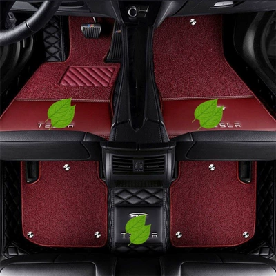 Modelə uyğun ayaqaltı, Suitable for Tesla Model - tesla-model-y-double-layer-black-wine-red-silk-loop