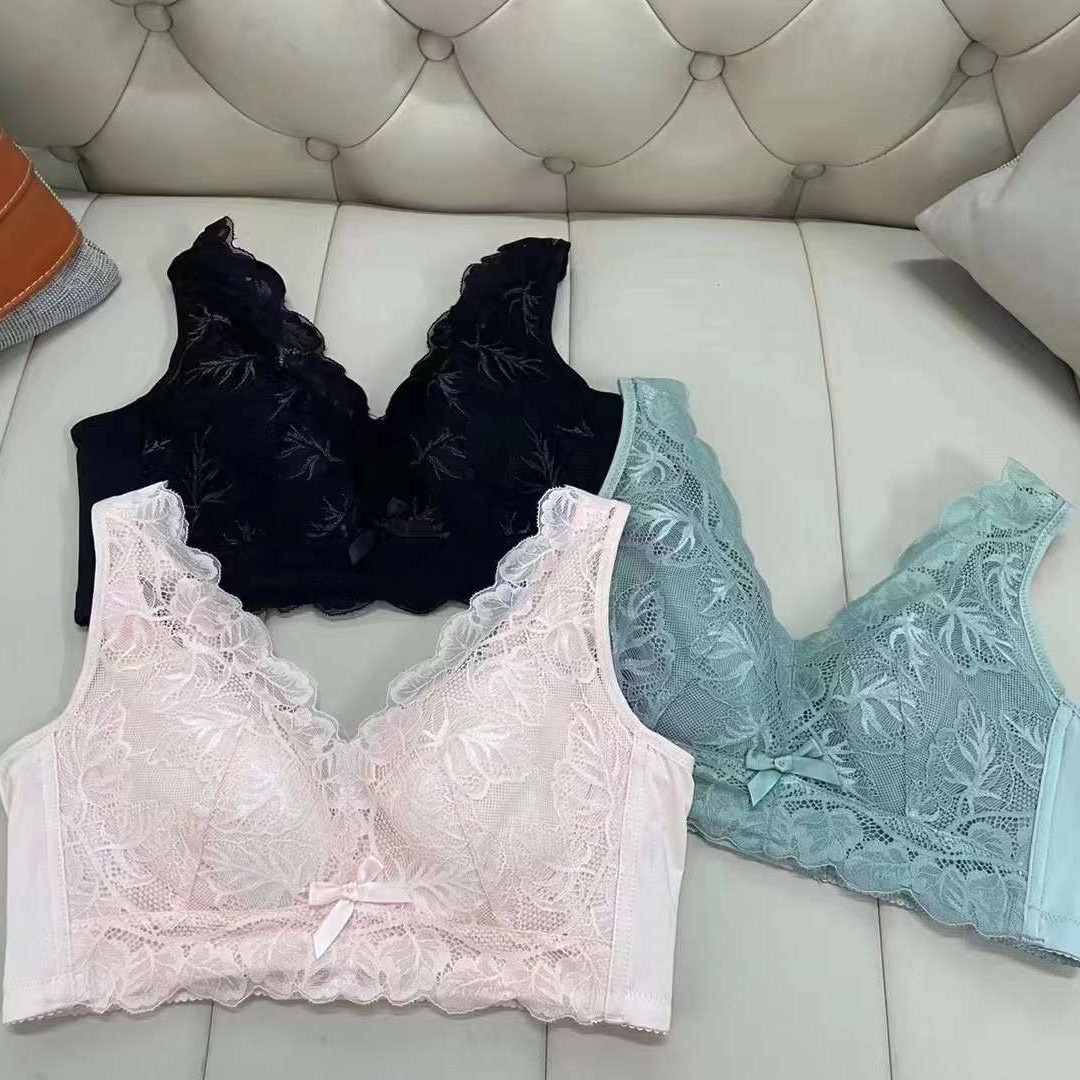 Nuevo sujetador inalámbrico moda Jacquard de encaje transpirable cómodo clásico cuatro breasted ropa interior para las mujeres al por mayor