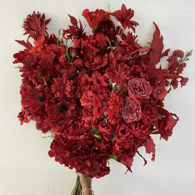 Red Artificial Flower Material Peony Rose Hotel Road Guide Decoration Plastic Artificial Flower Red Theme Wedding Red Artificial Flower Material Peony Rose Hotel Road Guide Decoration Plastic Artificial Flower Red Theme Wedding