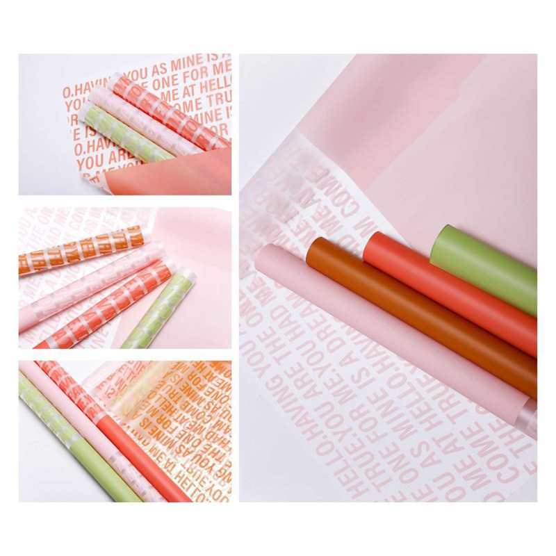 Flores de fábrica de fiestas al por mayor transfronterizos inglés impresión de niebla de papel de embalaje de flores impermeable florista paquete de papel