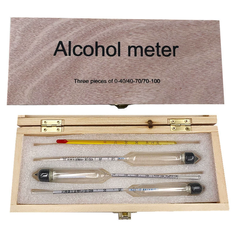 Трансграничный измеритель спирта в деревянной коробке 0-40-70-100 три группы на английском языке с измерителем самозаваривания ликера из пробирки
