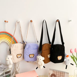 Children's bag strap for students one shoulder, mobile phone, wallet, shoulder bag, phone bag, with little bears